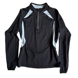 ASICS Half-Zip Long Sleeve Running Top M Black White Back Pocket